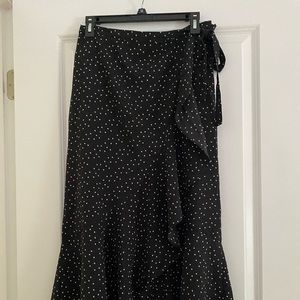 Max Studio elastic waist black white polka dot maxi skirt